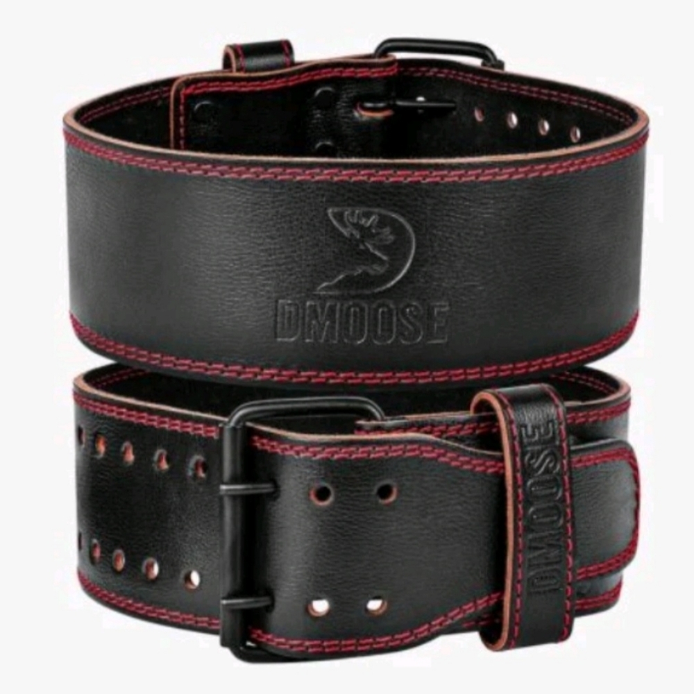 DMoose 5MM 4" Black Leather Heavy Duty Powerlifting Buckle Belt & Bag XXL NEW